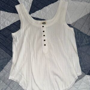 We The Free Cream Tank Top with Button Accents